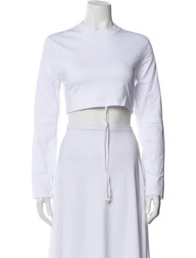 Pre-owned Jacquemus Mock Neck Long Sleeve Crop Top In White
