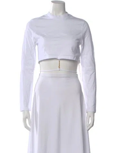 Pre-owned Jacquemus Mock Neck Long Sleeve Crop Top In White