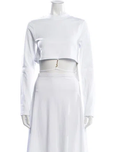 Pre-owned Jacquemus Mock Neck Long Sleeve Crop Top In White