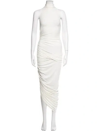 Pre-owned Jacquemus Mock Neck Midi Length Dress In White