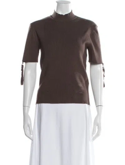 Pre-owned Jacquemus Mock Neck Short Sleeve Top In Brown