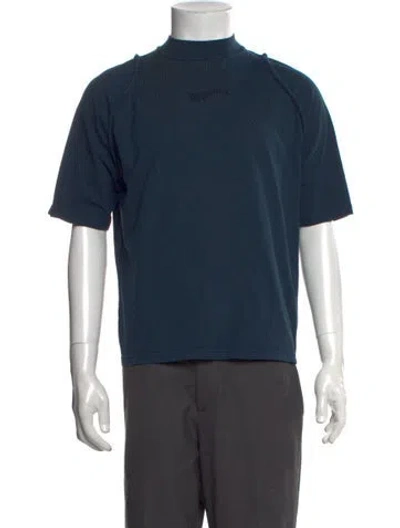 Pre-owned Jacquemus Mock Neck Short Sleeve T-shirt In Blue
