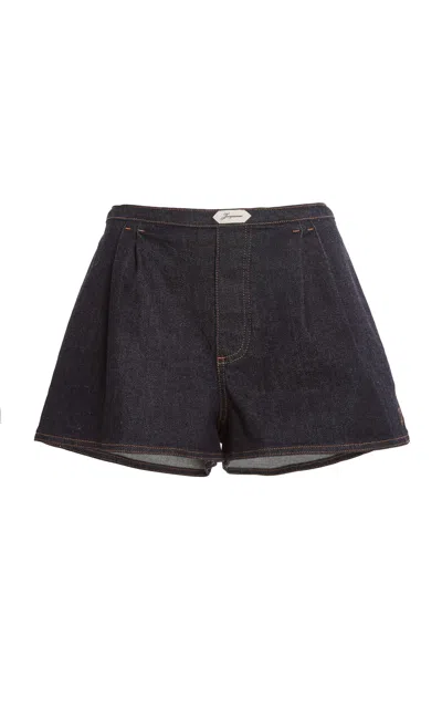 Jacquemus Amelo Shorts Contrast Stitching Elastic Waistband In Blue