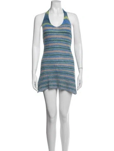 Pre-owned Jacquemus Mohair Mini Dress In Blue/white