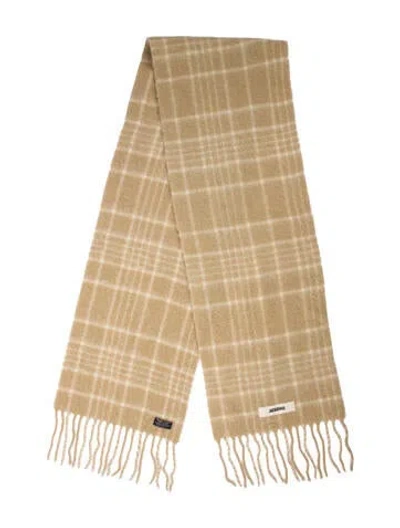Pre-owned Jacquemus Mohair Plaid Print Scarf In Neutral