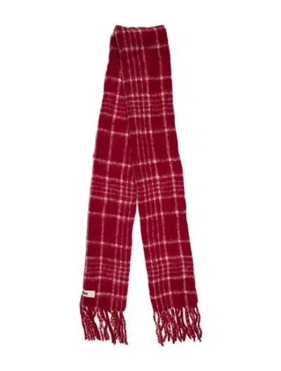 Pre-owned Jacquemus Mohair Plaid Print Scarf In Red
