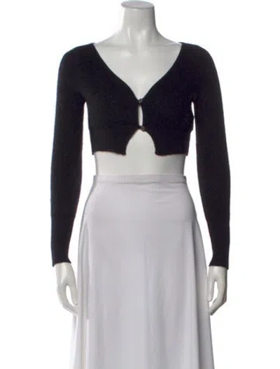 Pre-owned Jacquemus Mohair V-neck Sweater In Black