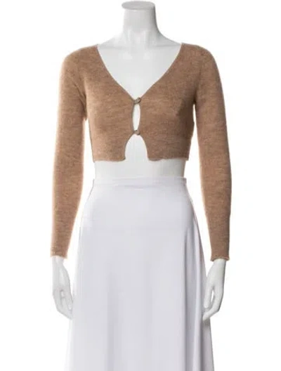 Pre-owned Jacquemus Mohair V-neck Sweater In Brown