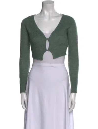 Pre-owned Jacquemus Mohair V-neck Sweater In Green