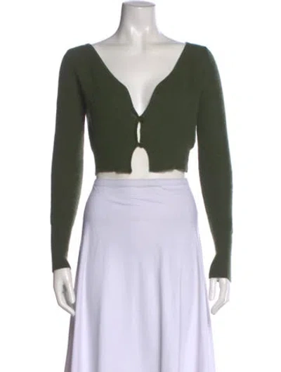 Pre-owned Jacquemus Mohair V-neck Sweater In Green