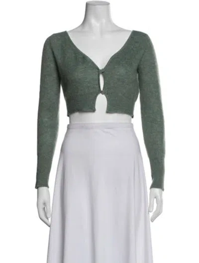 Pre-owned Jacquemus Mohair V-neck Sweater In Green