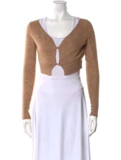 Pre-owned Jacquemus Mohair V-neck Sweater In Neutral