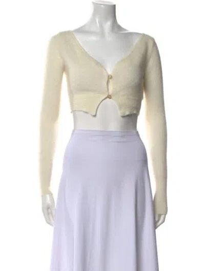 Pre-owned Jacquemus Mohair V-neck Sweater In Neutral