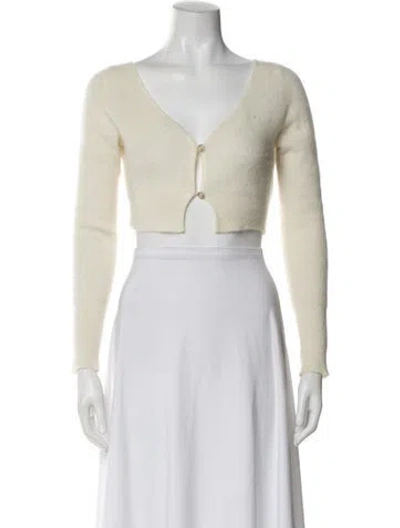 Pre-owned Jacquemus Mohair V-neck Sweater In Neutral