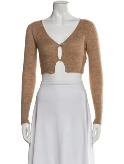 Pre-owned Jacquemus Mohair V-neck Sweater In Neutral