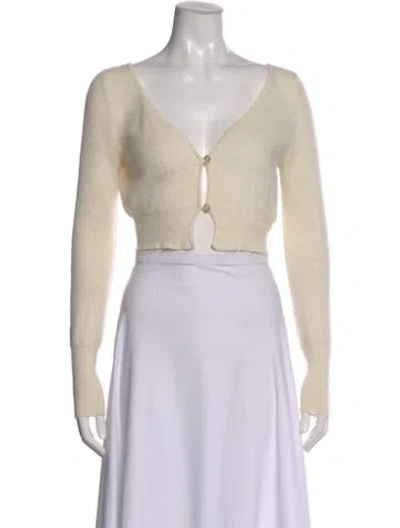 Pre-owned Jacquemus Mohair V-neck Sweater In Neutral