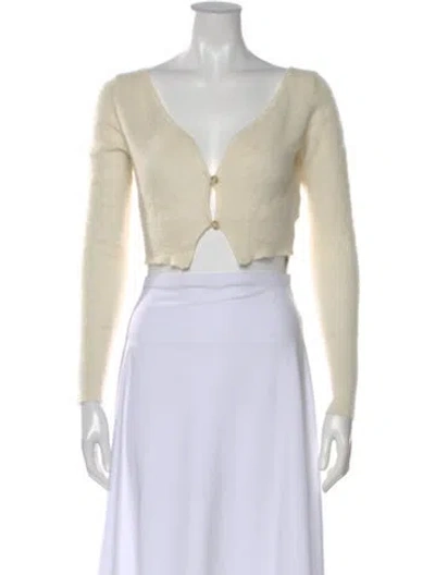 Pre-owned Jacquemus Mohair V-neck Sweater In Neutral