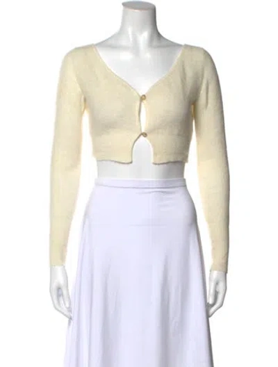 Pre-owned Jacquemus Mohair V-neck Sweater In Neutral
