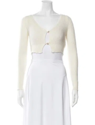 Pre-owned Jacquemus Mohair V-neck Sweater In Neutrals