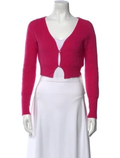 Pre-owned Jacquemus Mohair V-neck Sweater In Pink