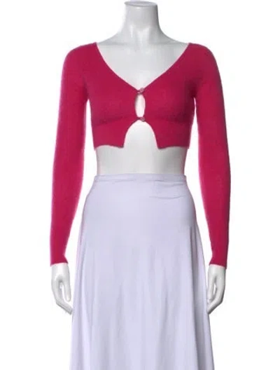 Pre-owned Jacquemus Mohair V-neck Sweater In Pink
