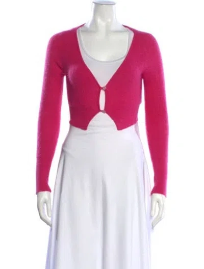 Pre-owned Jacquemus Mohair V-neck Sweater In Pink