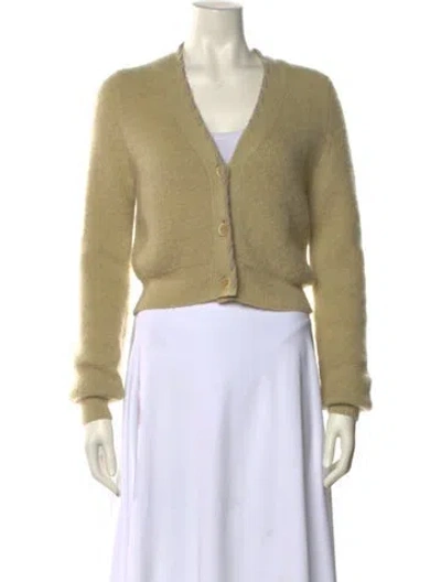 Pre-owned Jacquemus Mohair V-neck Sweater In Yellow