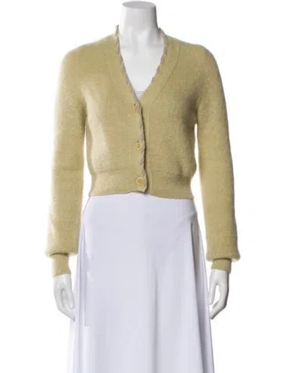 Pre-owned Jacquemus Mohair V-neck Sweater In Yellow