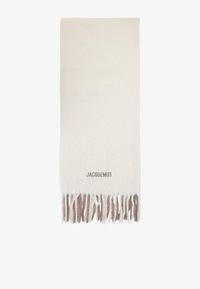 Jacquemus Moisson Alpaca Fringed Scarf In Neutral