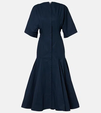Jacquemus Moisson Cotton Poplin Midi Dress In Blue