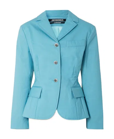 Jacquemus Mouri Freshly Cut Wool Suit Coat In Blue