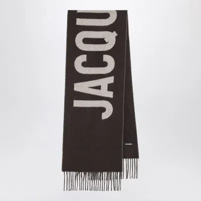 JACQUEMUS JACQUEMUS  MULTI-BROWN WOOL SCARF WITH LOGO