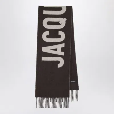 Jacquemus Multi-brown Wool Scarf With Logo Women