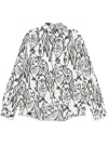 Jacquemus 'la Chemise Simon' White Shirt With All-over Printed Motif In Multicolor