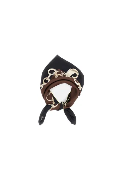 Jacquemus Multicolor Pampille Hand-rolled Silk Scarf In Brown