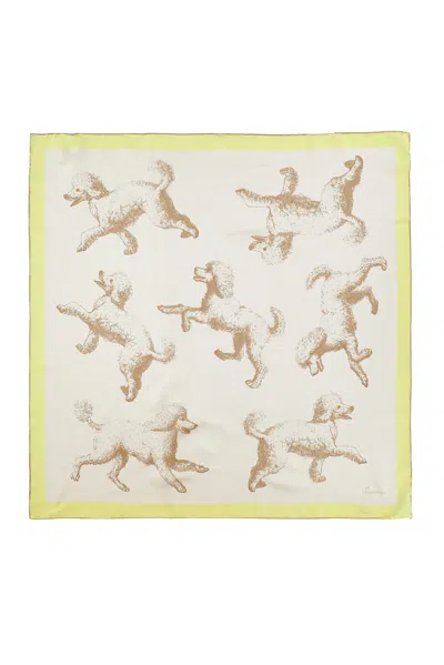 Jacquemus Multicolor Poodle Print Silk Square Scarf In Neutral