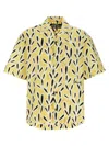 Jacquemus Yellow Cotton Jean Shirt With Playful Leaf Pattern In Multicolor
