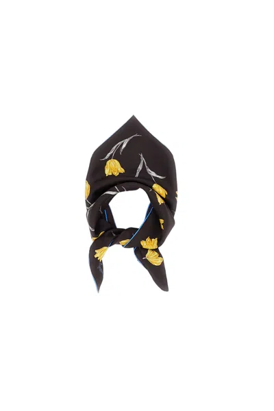 Jacquemus Multicolor Tulipe Hand-rolled Silk Scarf In Black