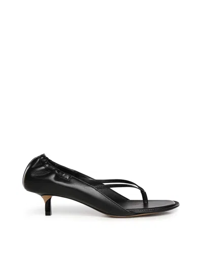 Jacquemus Nappa Leather Heeled Flip-flops In Black