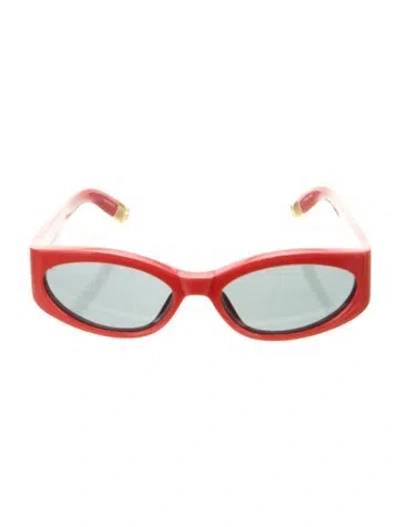 Pre-owned Jacquemus Narrow Tinted Sunglasses In Gold/red