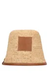 Jacquemus Wide Brim Straw Hat With Leather Trim In Natural
