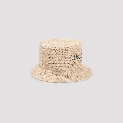 Jacquemus Le Bob Pesco Raffia Bucket Hat In Nude & Neutrals