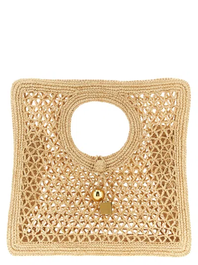 Jacquemus Natural Spiaggia Small Tote, Knot Closure In Brown