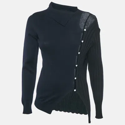 Pre-owned Jacquemus Navy Blue /black Wool Asymmetrical Cut -out Sweater S