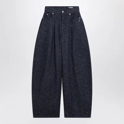 Jacquemus Navy Blue Denim De-nîmes Ovalo Jeans In Black