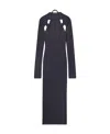 Jacquemus Navy Blue Hollowed-out Dress In Black