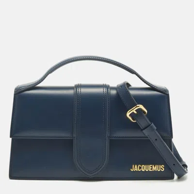 Jacquemus Navy Blue Leather Le Grand Bambino Top Handle Bag
