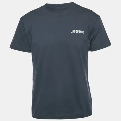 Pre-owned Jacquemus Navy Blue Logo Printed Cotton Crewneck T-shirt S