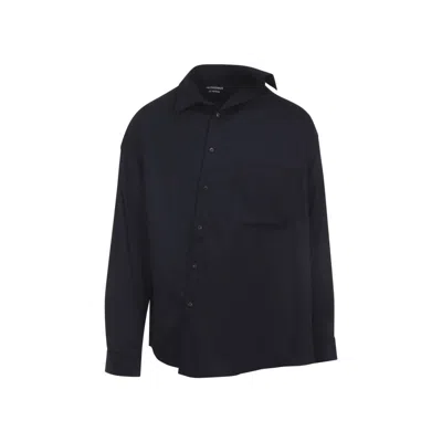 JACQUEMUS NAVY BLUE POINT COLLAR SHIRT