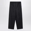 Jacquemus Navy Blue Wool Trousers In Black